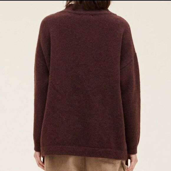 Grade & Gather Tan Front Back Overlap Pullover Sweater Round Neck Women's Size M - Picture 5 of 8